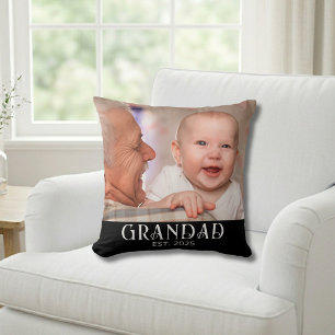 Grandad Established Photo Gift Throw Pillow