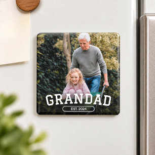  Grandad Established Photo New Grandpa Gift Magnet