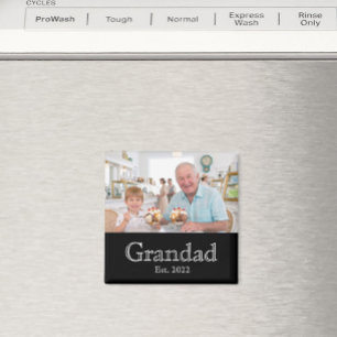 Grandad Established Photo White Bold Minimal Magnet