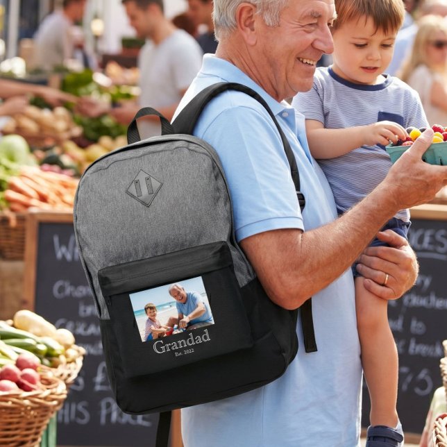 Grandad Established Photo White Bold Minimal Port Authority® Backpack (Creator Uploaded)