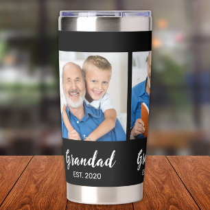 Grandad Established Script 3 Photo Black Insulated Tumbler