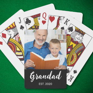 Grandad Established Script Photo Poker Cards