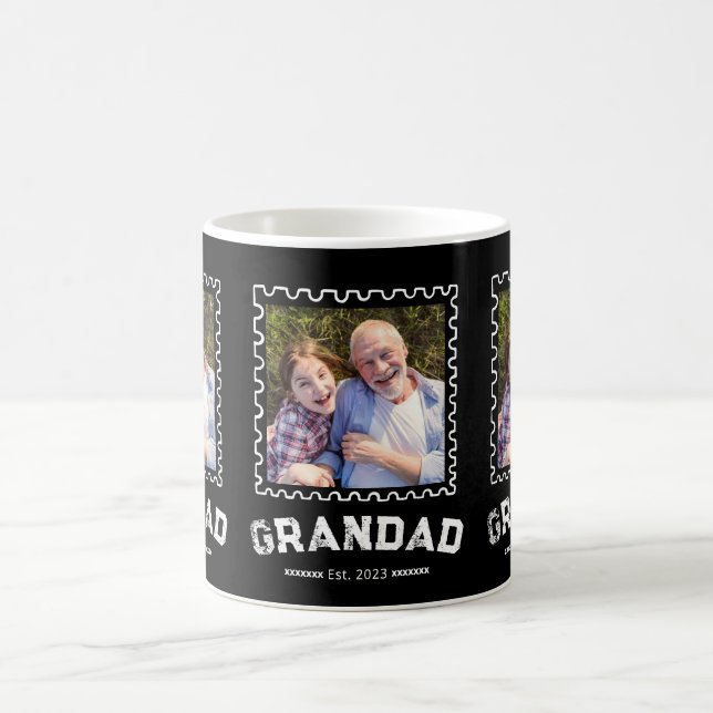 Grandad Established Typography Black 3 Photo Coffee Mug (Center)