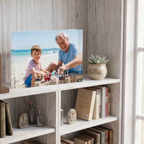 Grandad Established White Bold Minimal Text Photo Block