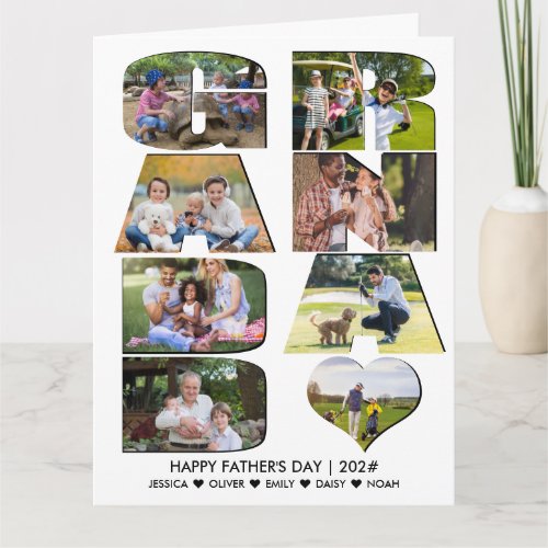 GRANDAD Fathers Day Letter Cutout Photo Collage Card