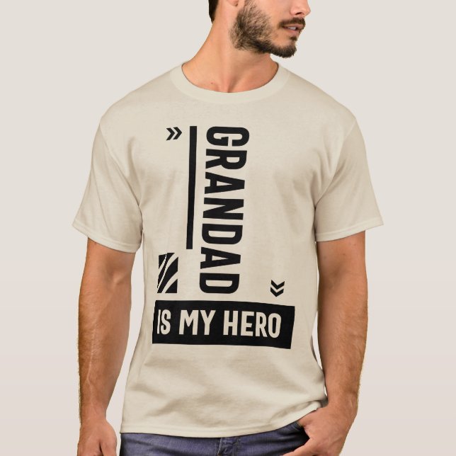 Grandad is My Hero Gift for Grandpa Fathers Day T-Shirt (Front)