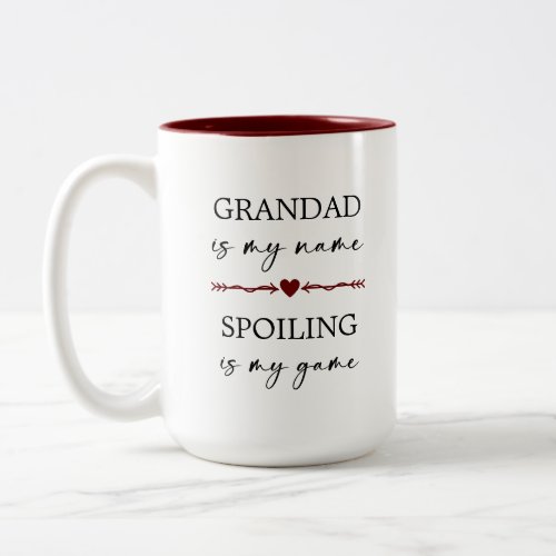 Grandad is my Name Spoiling is my Game Photo Gift Two_Tone Coffee Mug