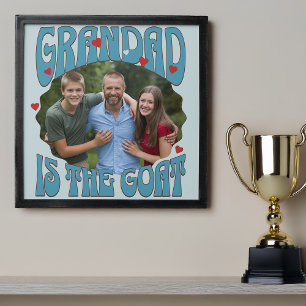 Grandad is the Goat Retro Grandkids Photo Peel And Stick Photo Tile