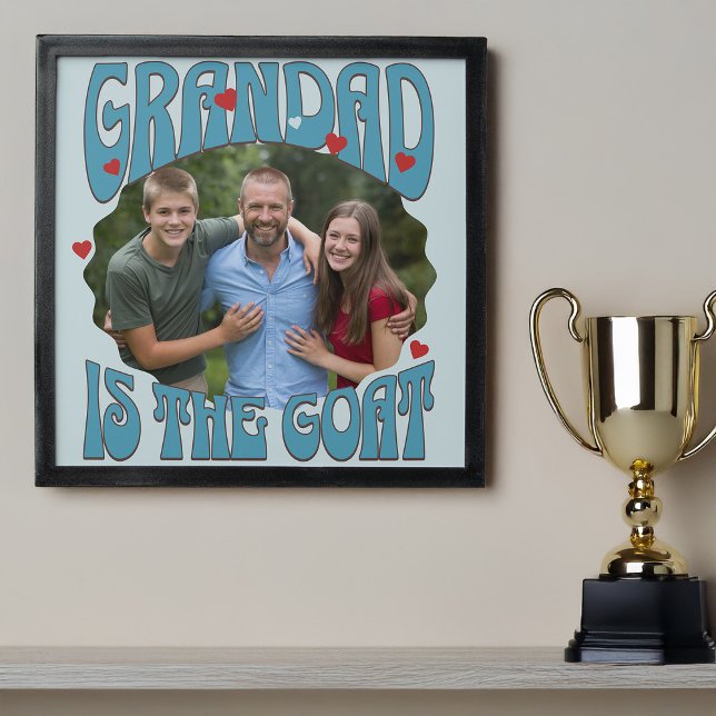 Grandad is the Goat Retro Grandkids Photo Peel And Stick Photo Tile (Grandad is the Goat - Greatest of All Time - photo gift)