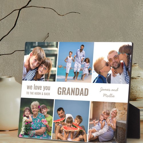 Grandad Love You to the Moon and Back 6 Photo Plaque