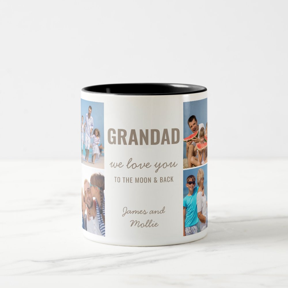 Disover Grandad Love You to the Moon & Back Photo Collage Two-Tone Coffee Mug