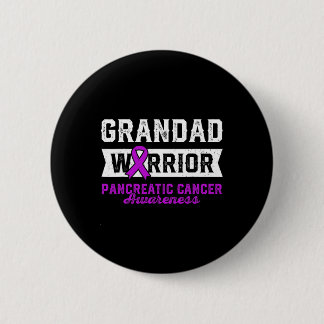Grandad Of A Warrior Pancreatic Purple Ribbon Supp Button