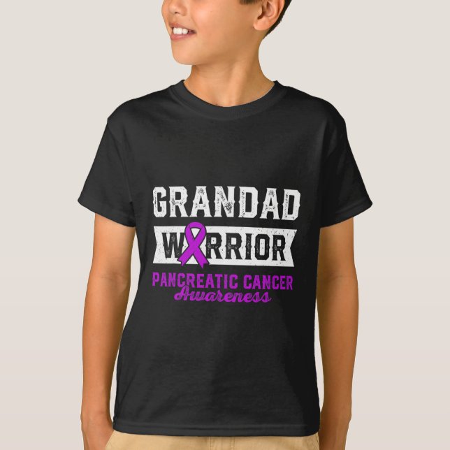 Grandad Of A Warrior Pancreatic Purple Ribbon Supp T-Shirt (Front)