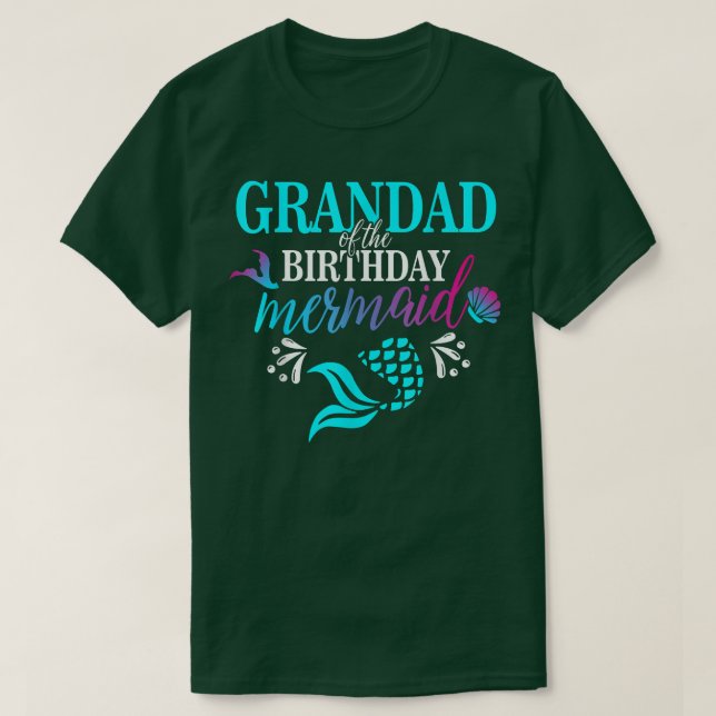 Grandad Of The Birthday Mermaid Matching Family  T-Shirt (Design Front)