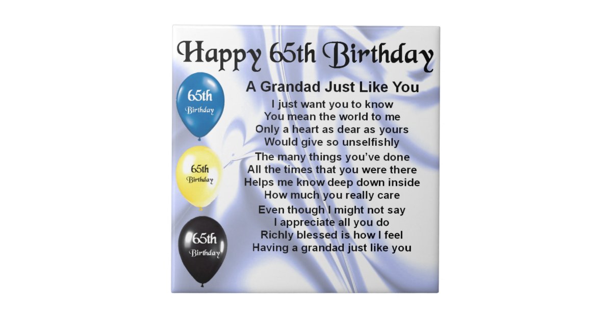 Grandad Poem - 65th Birthday Tile 