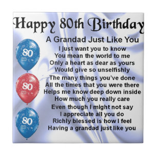 Grandad poem - 80th Birthday Design Tile