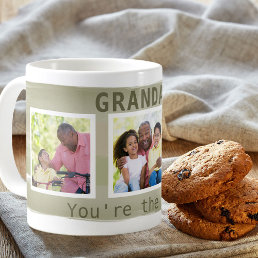 Grandad You&#39;re the Best - 3 Photo Khaki Stripe Coffee Mug