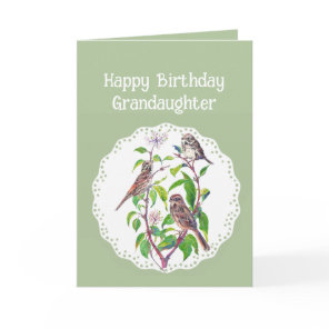 Grandaughter Birthday Song Sparrows, Cute Birds Card