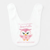 Grandaughter First Birthday Cute Pink Owl