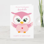 Grandaughter First Birthday Cute Pink Owl Photo Card<br><div class="desc">Grandaughter First Birthday Cute Pink Owl Photo Card</div>