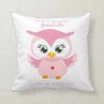 Grandaughter First Birthday Cute Pink Owl Throw Pillow<br><div class="desc">Grandaughter First Birthday Cute Pink Owl Throw Pillow</div>
