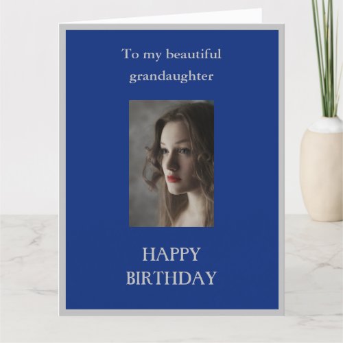 Grandaughter Happy Birthday LARGE blue Card