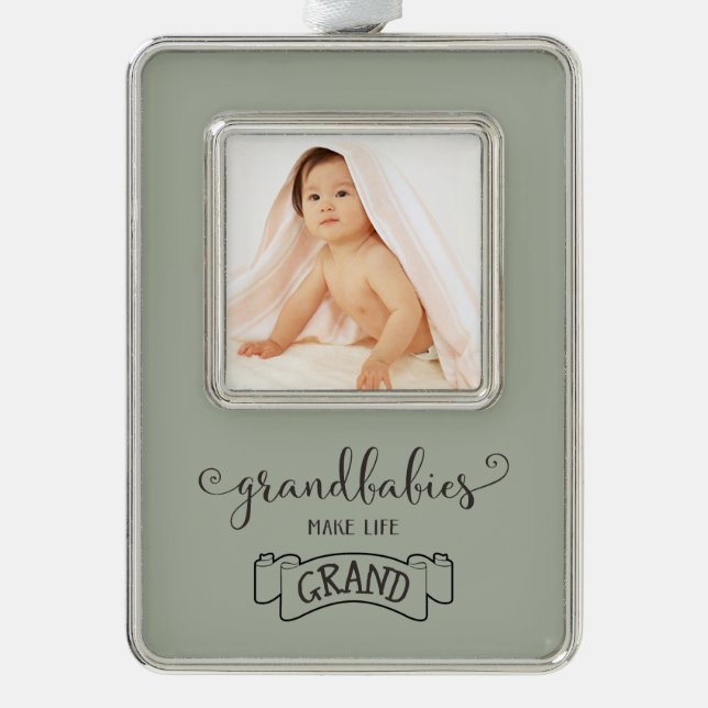 grandbabies make life grand typography christmas ornament (Front)