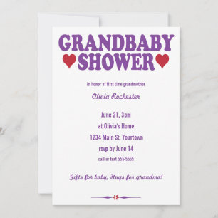 Grandbaby Shower red and purple Invitation