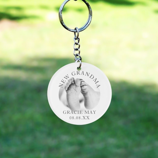 Grandchild Baby Photo New Grandma Acrylic Keychain (New Grandma? Upload your photo and add a name/birth date to this Acrylic Keychain)