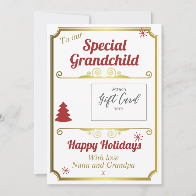 Grandchild Christmas Holiday Gift Card Holder (Front)