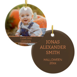 Grandchild Grandfather Halloween Photo  Ceramic Ornament
