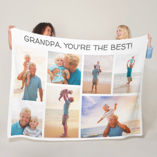 Grandchild Grandpa Youre Best 7 Photo Collage Fleece Blanket