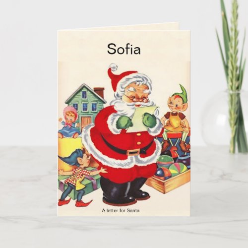 Grandchild Name Santa Claus Christmas Personalize Holiday Card