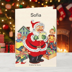 Grandchild Name Santa Claus Christmas Personalize Holiday Card