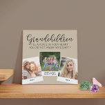Grandchildren 3 Photo Collage and Caption Beige Faux Canvas Print<br><div class="desc">Custom photo canvas print for grandparents or grandchildren. The quote reads "grandchildren fill a place in your heart you did not know was empty" and is lettered with elegant calligraphy and uppercase typography. The photo template is set up for you to add 3 of your favorite pictures, which are displayed...</div>