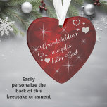 Grandchildren are Gifts Ornament<br><div class="desc">Here's a wonderful keepsake ornament for a grandparent to give or receive as a family gift. It features silver heart and star images against a burgundy red background. In the center is your customized text in white. Currently, the text says "Grandchildren are gifts from God". The text may be changed...</div>