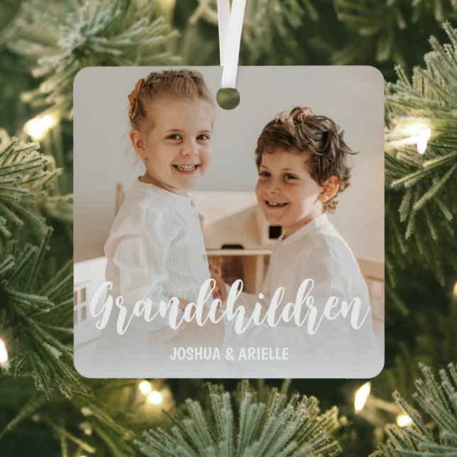 Grandchildren Customized Photo Collage Metal Ornament (Insitu)