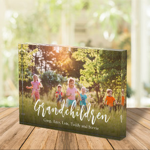 Grandchildren Cute Quote Elegant Script Photo Block