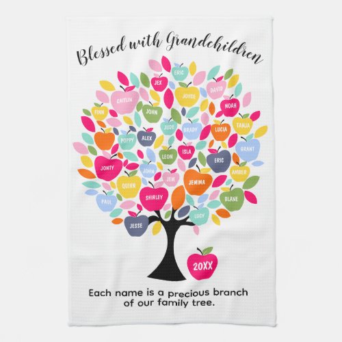Grandchildren Family Tree |Each Name is a Precious Kitchen Towel