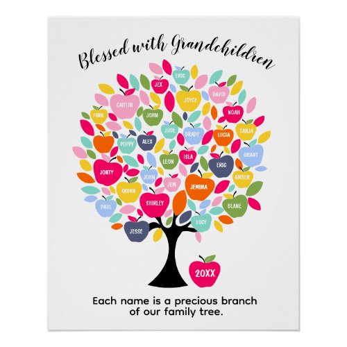 Grandchildren Family Tree |Each Name is a Precious Poster