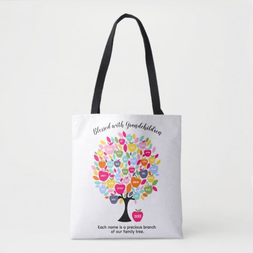 Grandchildren Family Tree |Each Name is a Precious Tote Bag