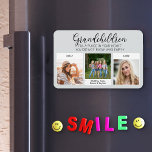Grandchildren Fill a Place in Your Heart 3 Photo Magnet<br><div class="desc">Add your own photos to this flexible magnet. The grandchildren poem reads "Grandchildren fill a place in your heart you did not know was empty" with hand lettering with love hearts. The photo template is set up for you to add 3 photos, which are displayed in square / instagram format...</div>