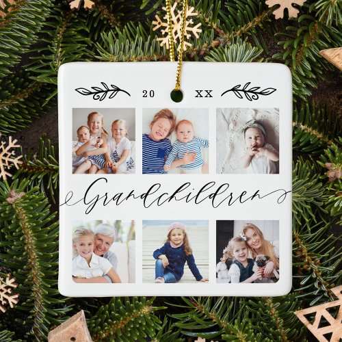 Grandchildren Gift for Grandparents Photo Collage Ceramic Ornament
