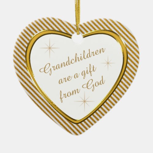 Grandchildren Gift Gold Heart Keepsake Ceramic Ornament