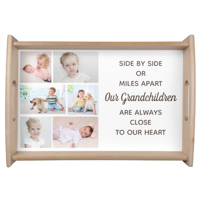 Grandchildren Grandparents 6 Photo Collage Serving Tray (Front)