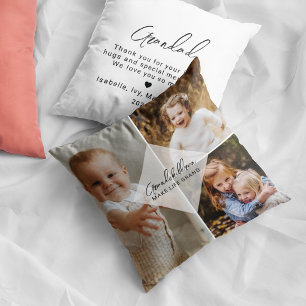 Grandchildren Make Life Grand Grandad 3 Photo Throw Pillow