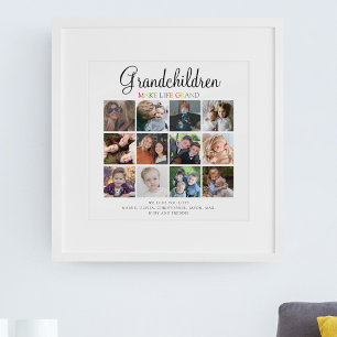 Grandchildren Make Life Grand Photo Collage Poster