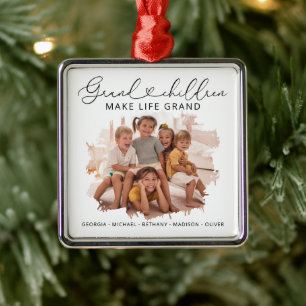 Grandchildren Make Life Grand Photo Metal Ornament