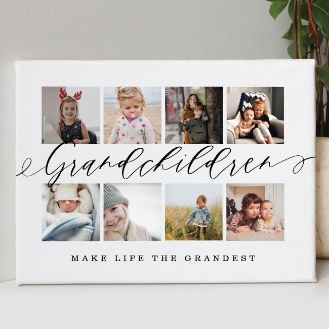 Grandchildren Make Life The Grandest Photo Collage Faux Canvas Print