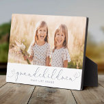 Grandchildren Modern Heart Script Photo Love Plaque<br><div class="desc">GRANDCHILDREN: Great custom photo gift for grandparents,  Valentine's Day,  Mother's Day,  or the Holidays: This modern photo plaque is easy to customize with your favorite photo.</div>